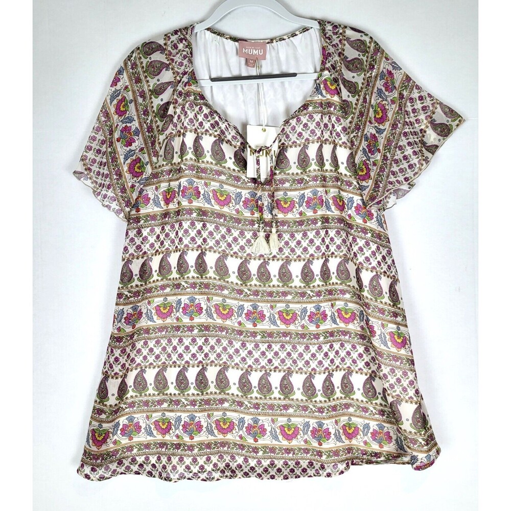 NWT Show Me Your Mumu Top Womens Medium Boho Bell Sleeve Floral